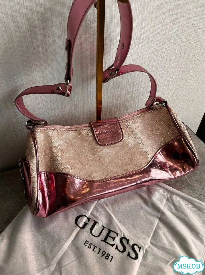 Guess type сумка розовая y2k 2000s glam вайб ретро фото 3